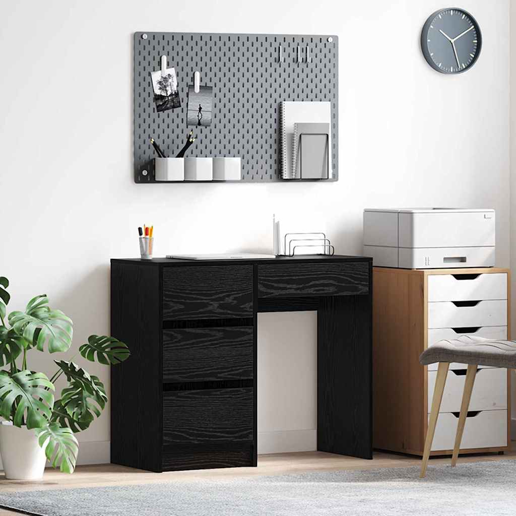 vidaXL Escritorio Roble Negro Madera de ingeniería 90 x 37.5 x 75 cm