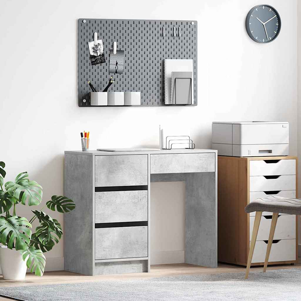 vidaXL Escritorio Gris Concreto Madera de ingeniería 90 x 37.5 x 75 cm