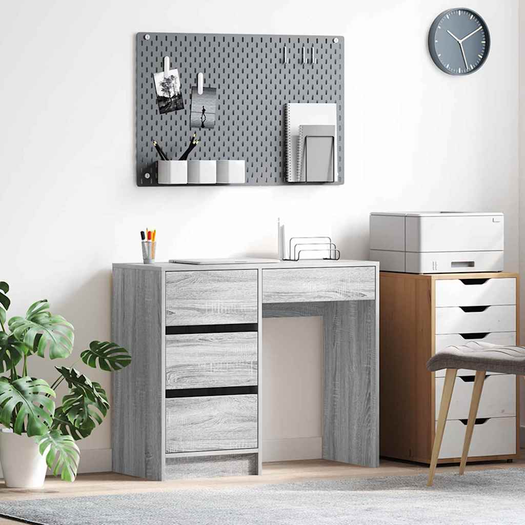 vidaXL Escritorio Gris Sonoma Madera de ingeniería 90 x 37.5 x 75 cm