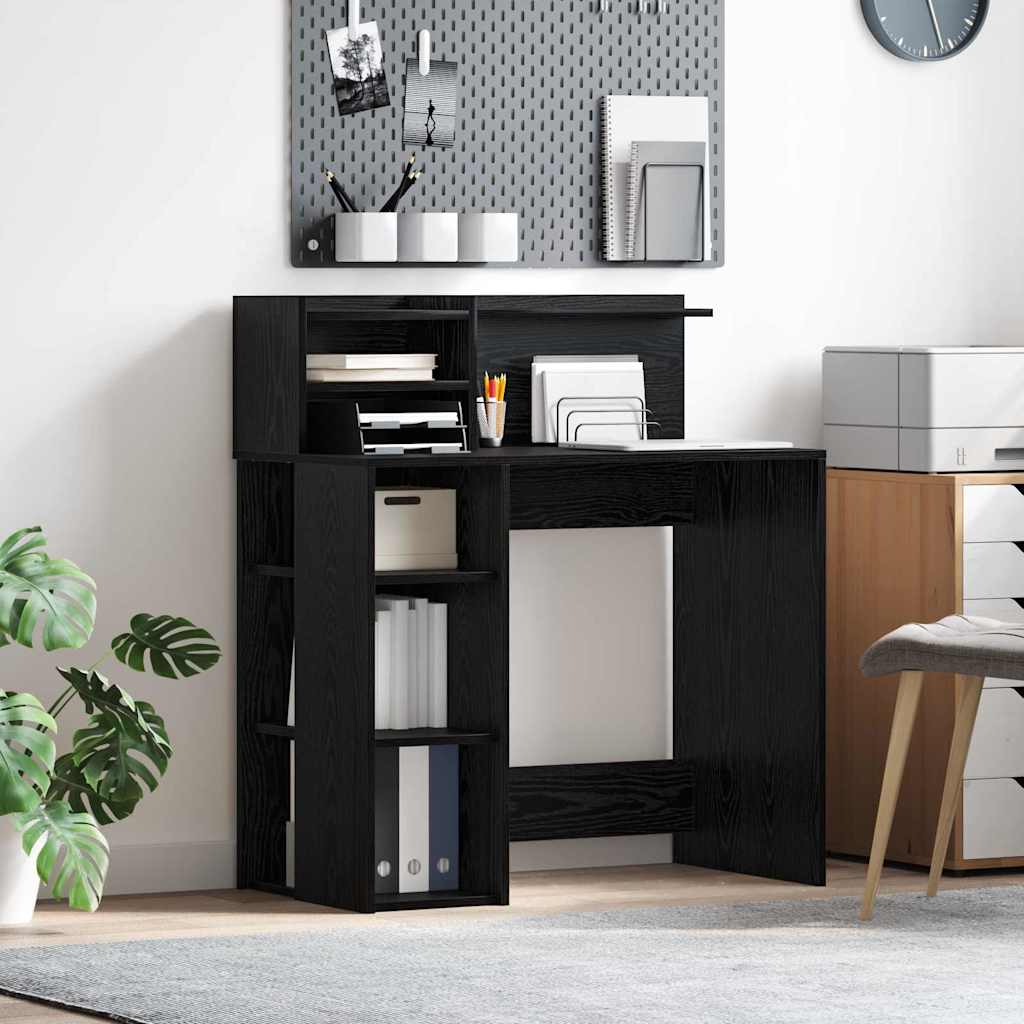vidaXL Escritorio Roble Negro Madera de ingeniería 90 x 48 x 101,5 cm