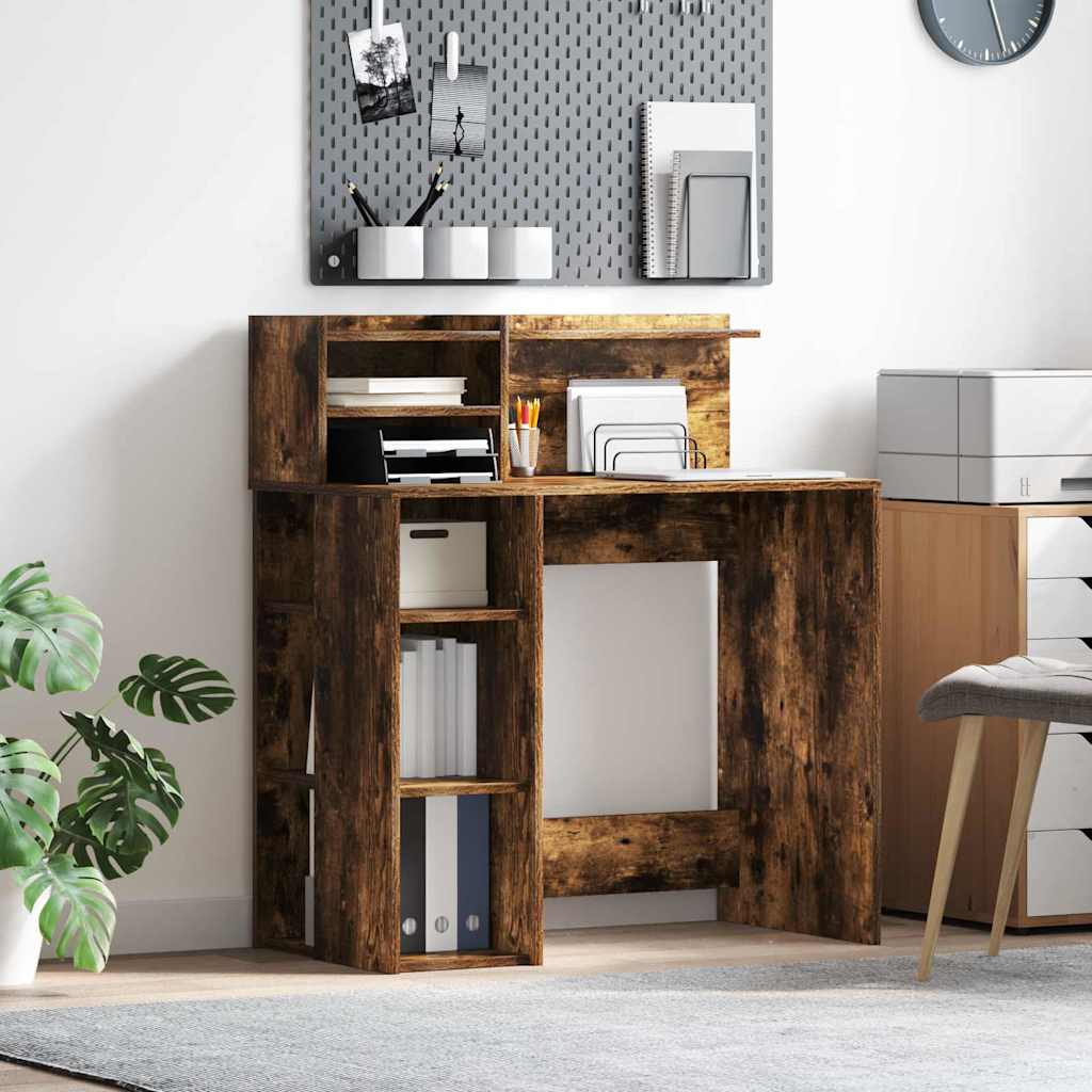 vidaXL Escritorio Roble ahumado Madera de ingeniería