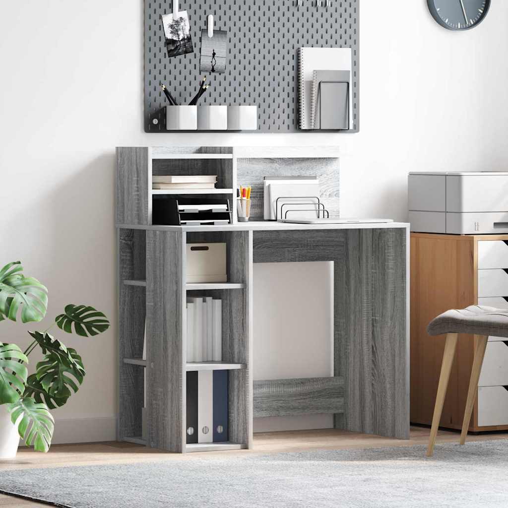 vidaXL Escritorio Gris Sonoma Madera de ingeniería 90 x 48 x 101,5 cm