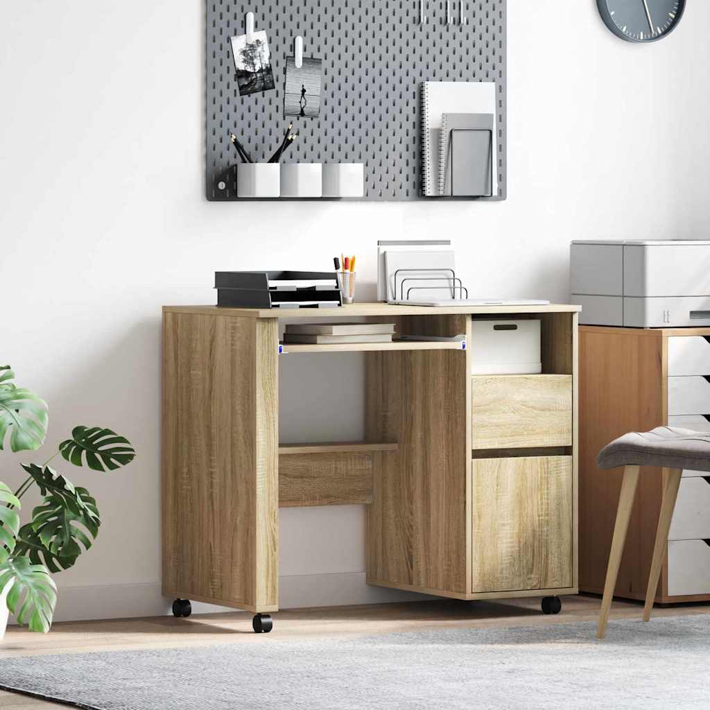 vidaXL Escritorio con Ruedas Roble Sonoma Madera de ingeniería