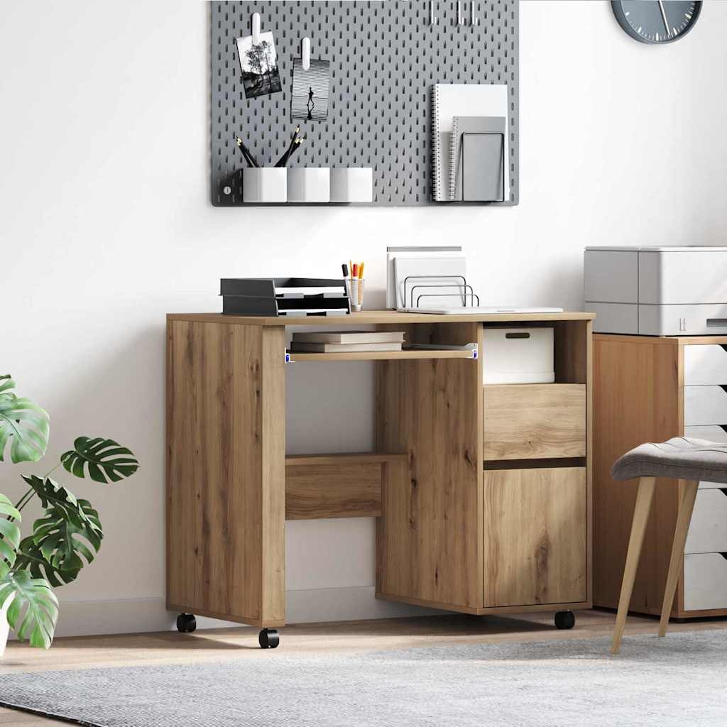 vidaXL Escritorio con Ruedas Roble artisan Madera de ingeniería