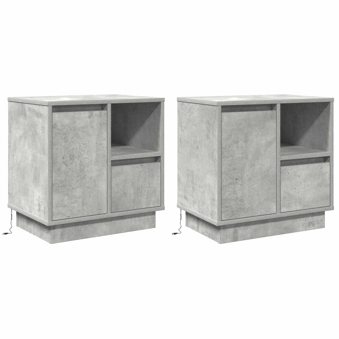 vidaXL Armario de Noche 2 uds. Gris Concreto 50 x 34,5 x 50 cm.