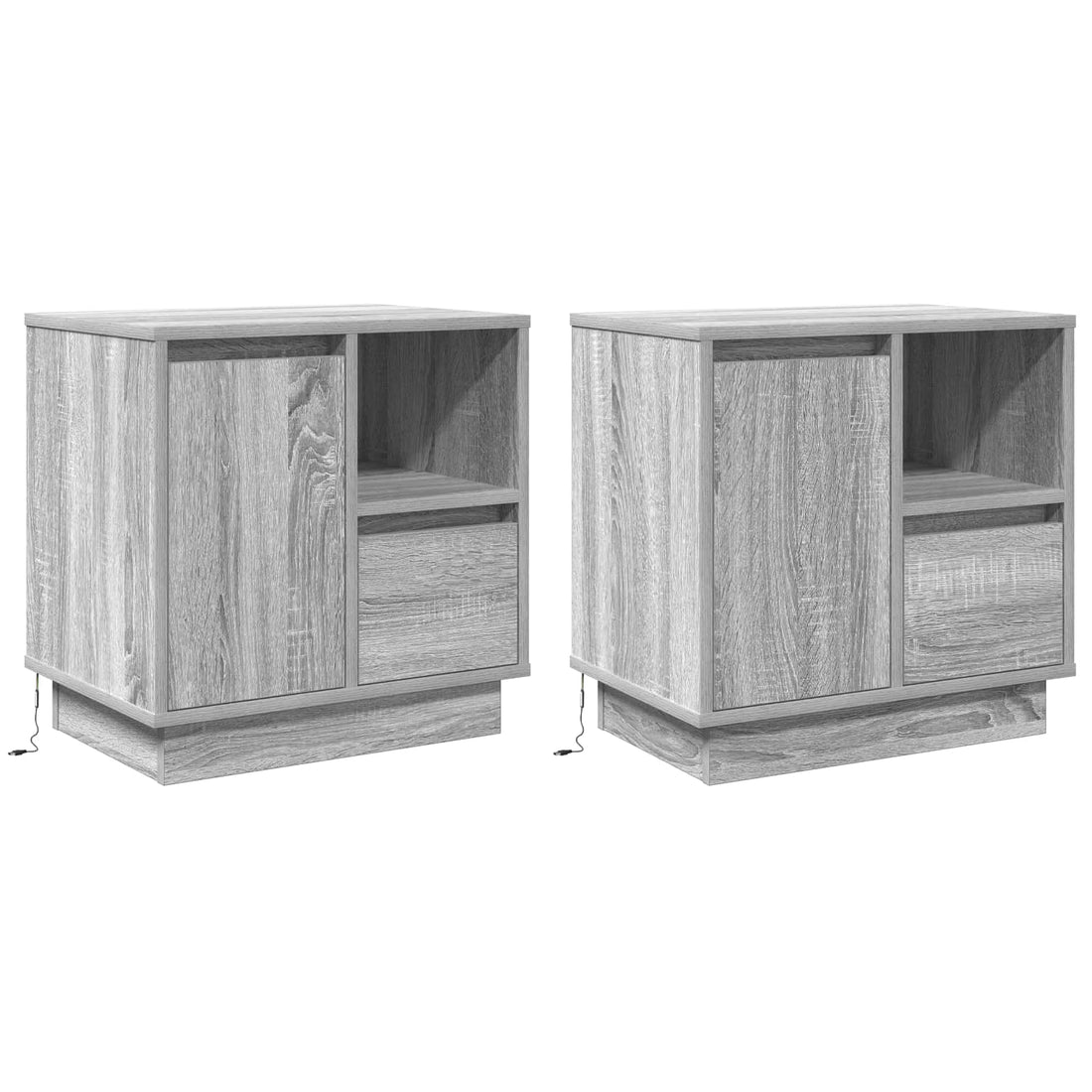 vidaXL Armario de Noche 2 uds. Gris 50 x 34,5 x 50 cm.
