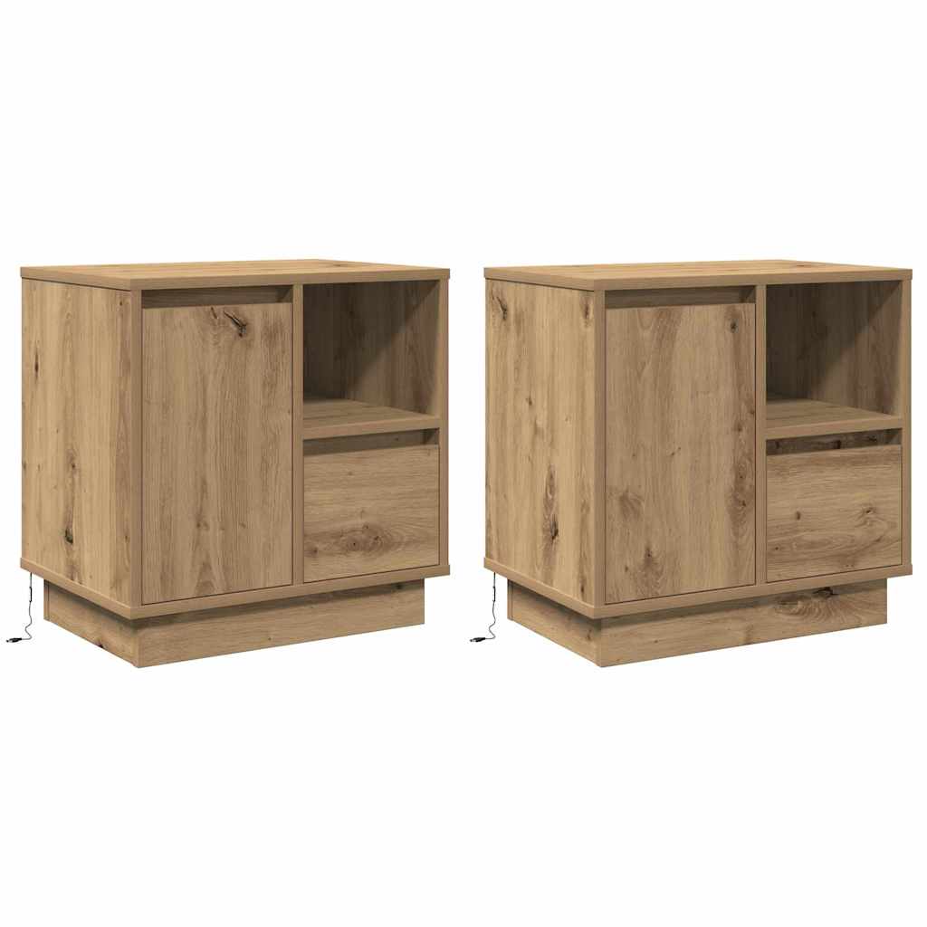 vidaXL Armario de Noche 2 uds. Roble artisan 50 x 34,5 x 50 cm.