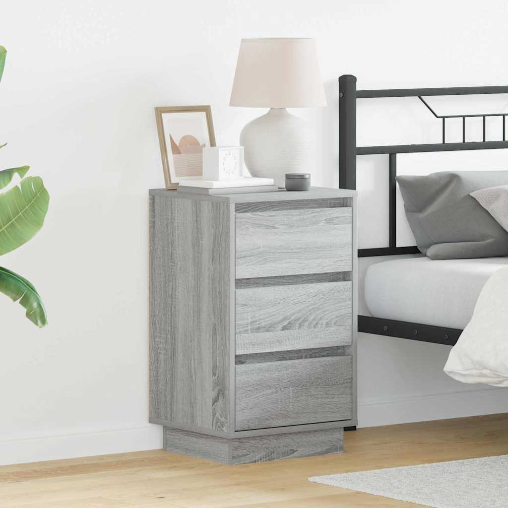 vidaXL Armario de Noche Gris 39 x 34,5 x 65 cm Madera de ingeniería