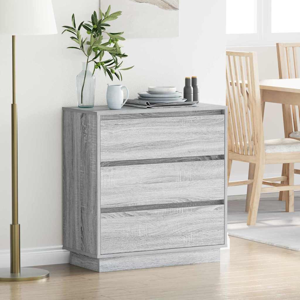 vidaXL Armario de Noche Gris 71 x 34,5 x 75 cm Madera de ingeniería