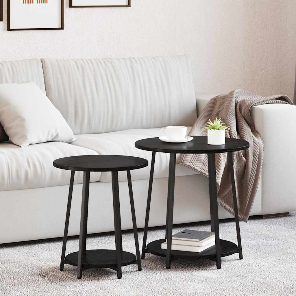 vidaXL Conjunto de mesas auxiliares 2 uds. Roble Negro 50 x 50 x 51 cm