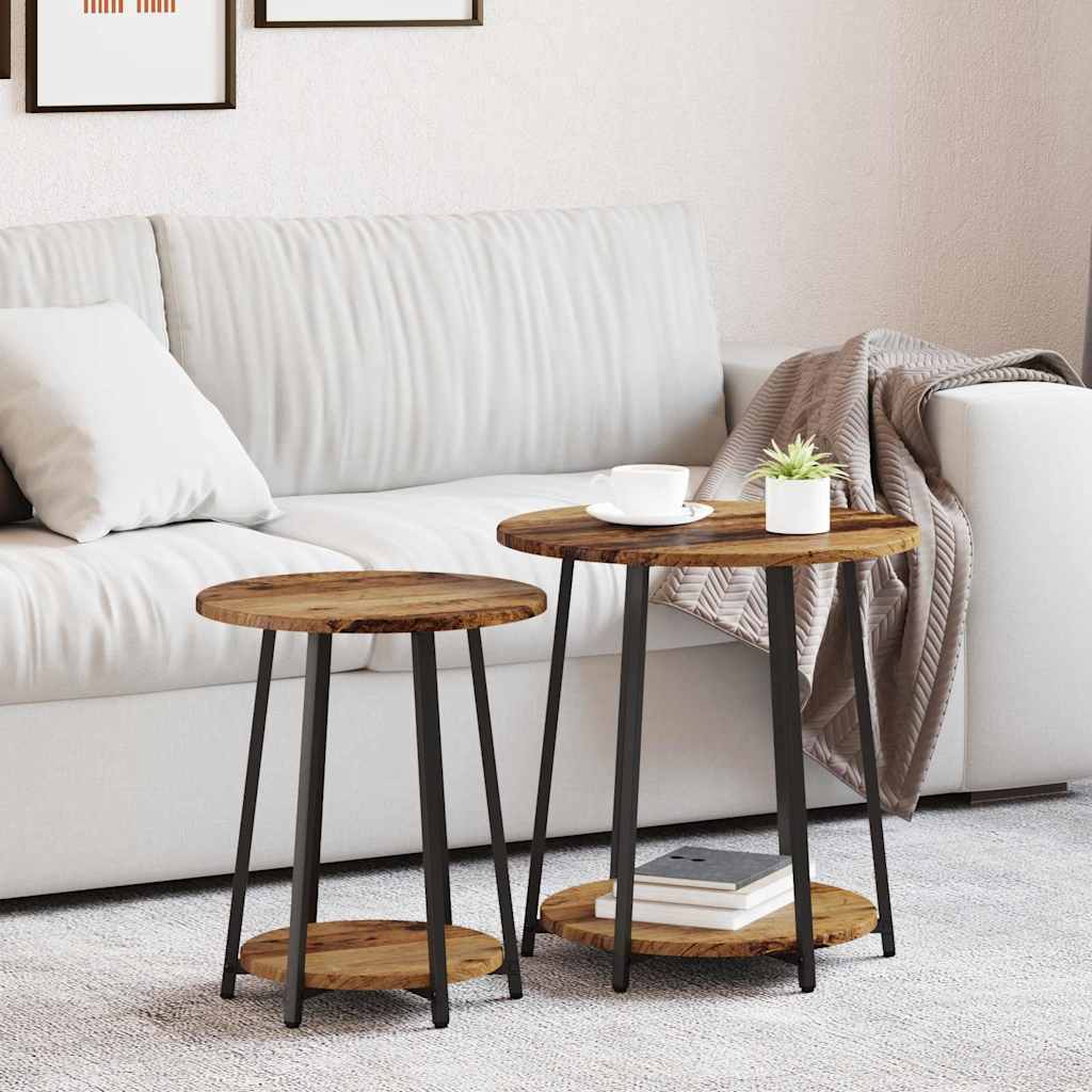 vidaXL Conjunto de mesas auxiliares 2 uds. Madera envejecida y negra