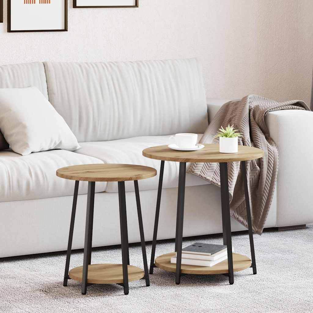vidaXL Conjunto de mesas auxiliares 2 uds. Roble Artisan y Negro