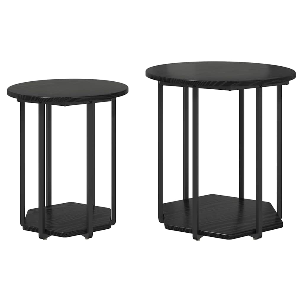 vidaXL Conjunto de mesas auxiliares 2 uds. Roble Negro