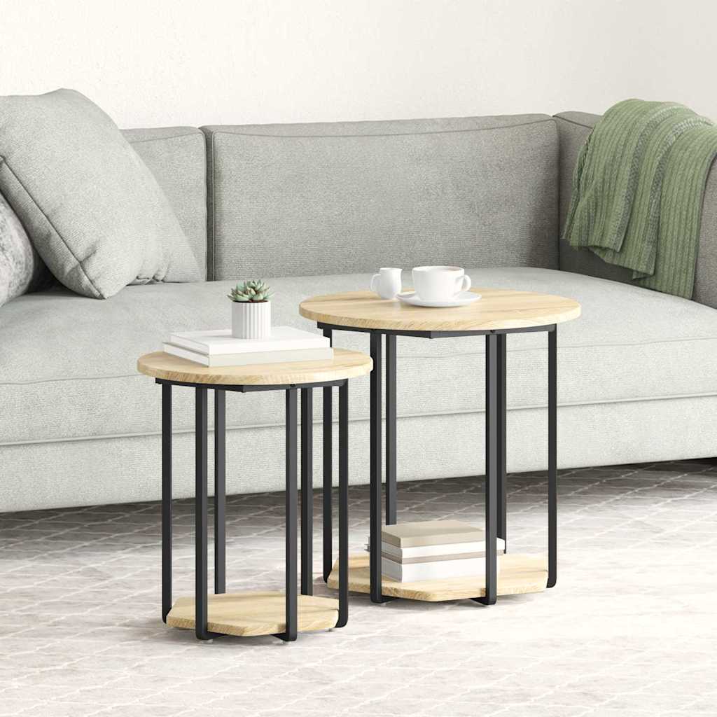 vidaXL Conjunto de mesas auxiliares 2 uds. Marrón 50 x 50 x 50,5 cm