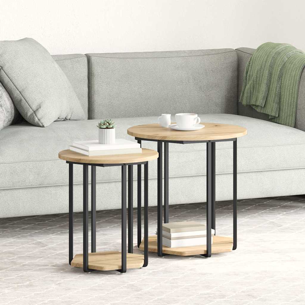 vidaXL Conjunto de mesas auxiliares 2 uds. Marrón 50 x 50 x 50,5 cm