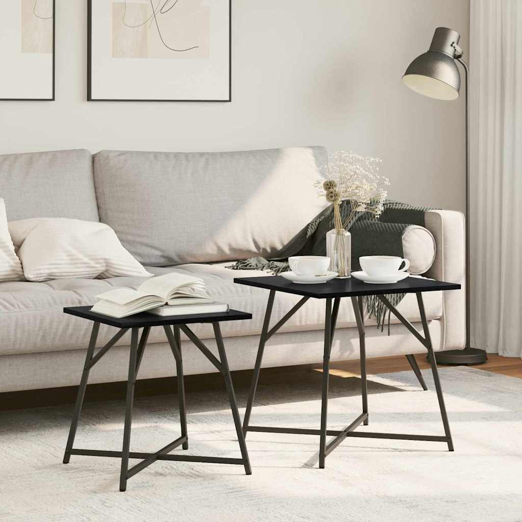 vidaXL Conjunto de mesas auxiliares 2 uds. Roble Negro 50 x 50 x 50 cm