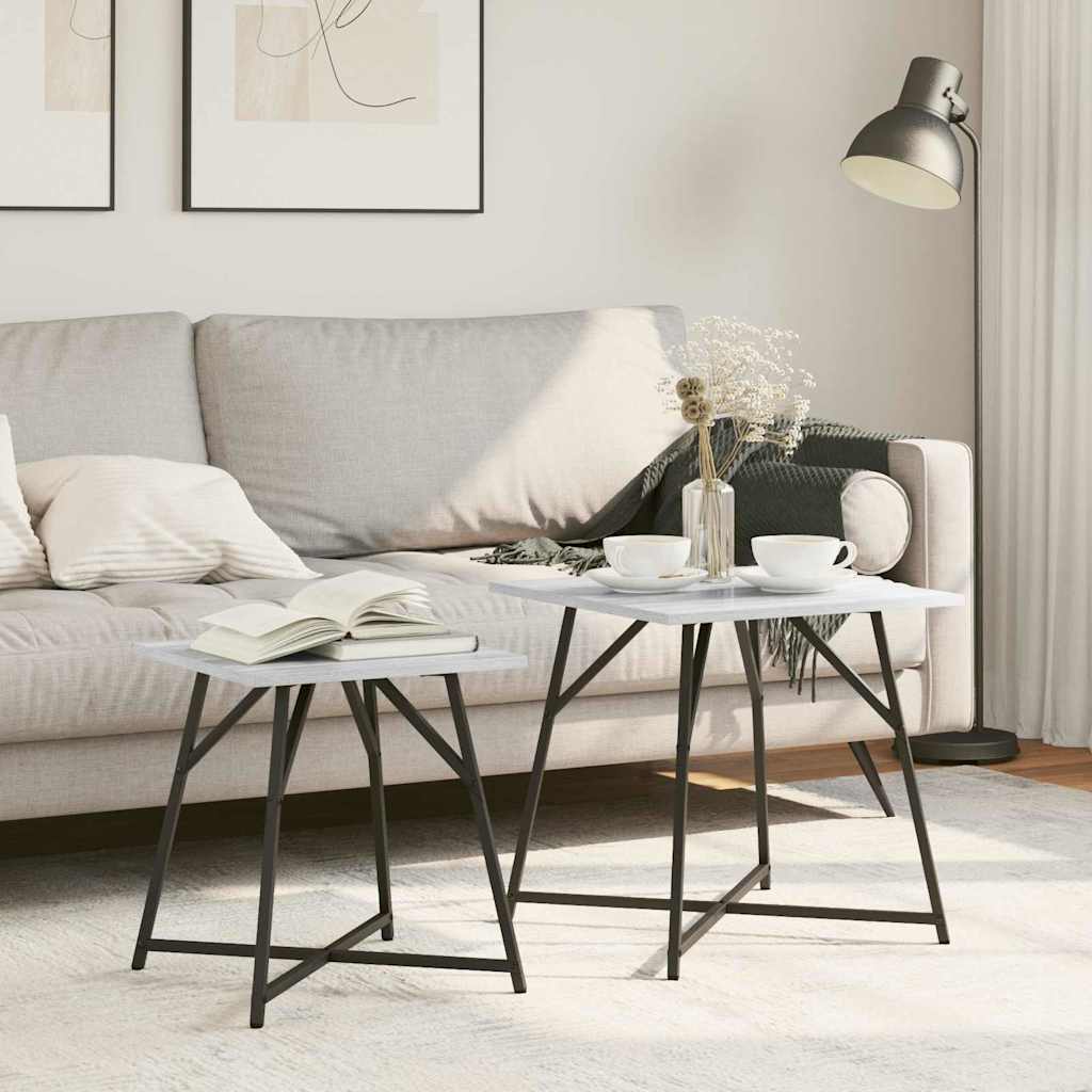 vidaXL Conjunto de mesas auxiliares 2 uds. Sonoma Gris y Negro