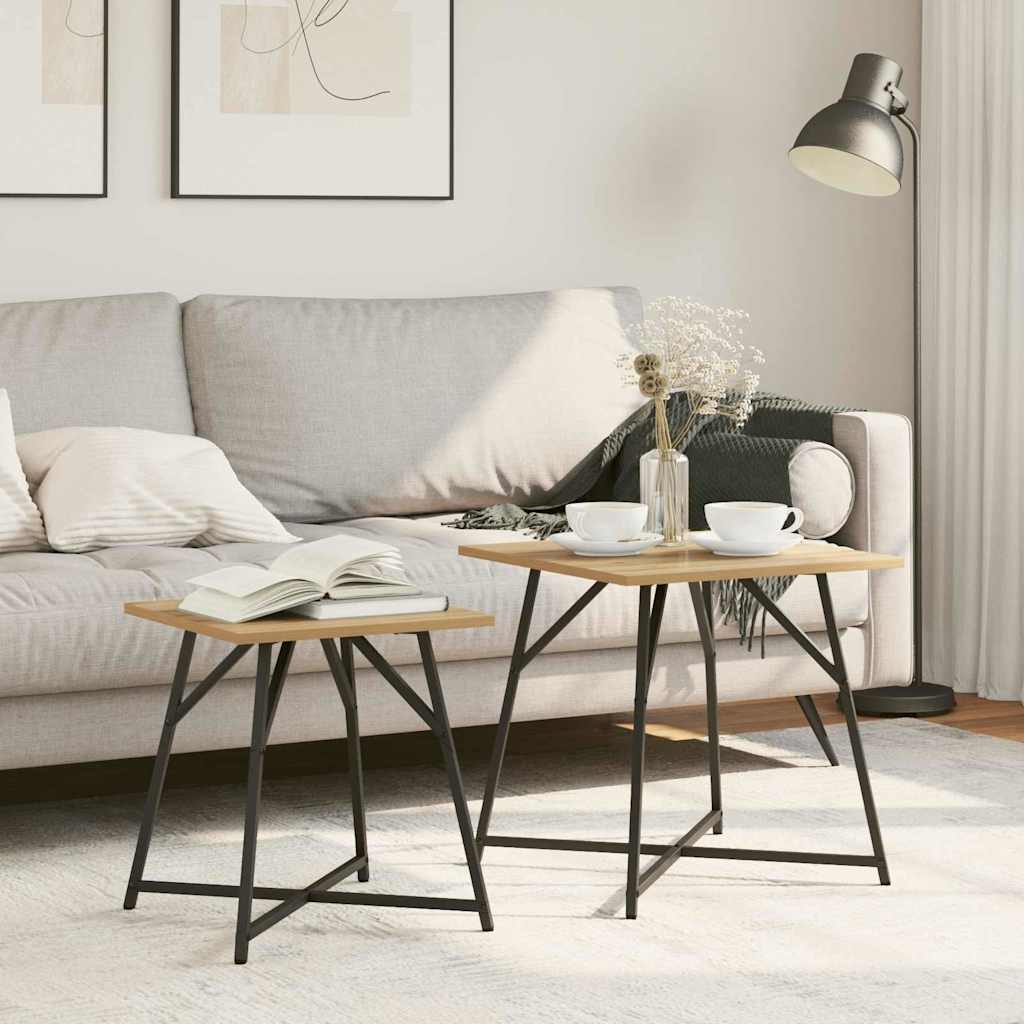 vidaXL Conjunto de mesas auxiliares 2 uds. Roble Artisan y Negro