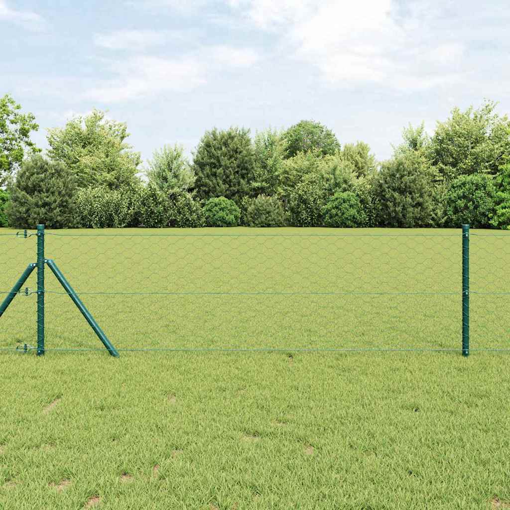 vidaXL Fijación de suelo hexagonal para valla 10 x 0,6 m Verde Malla