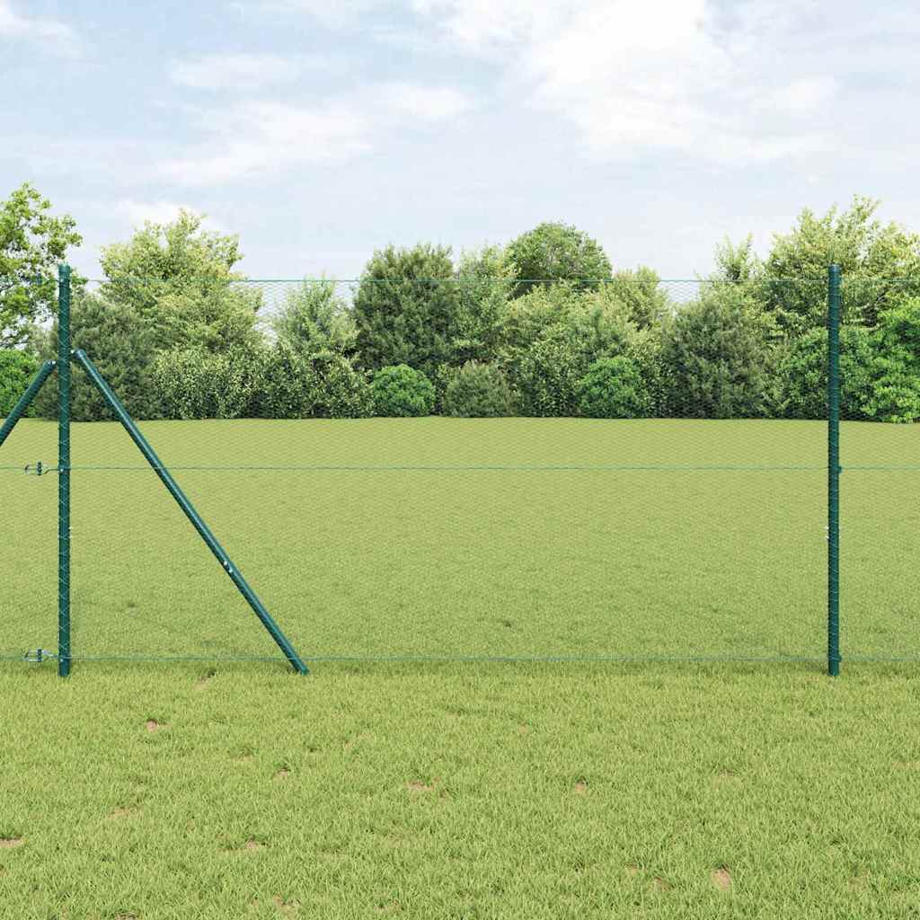 vidaXL Fijación de suelo hexagonal para valla 25 x 1,4 m Verde Malla