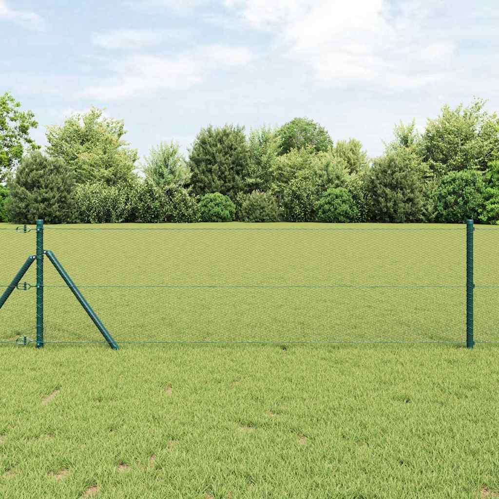 vidaXL Fijación de suelo hexagonal para valla 50 x 0,4 m Verde Malla