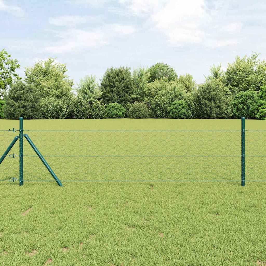 vidaXL Fijación de suelo hexagonal para valla 50 x 1,2 m Verde Malla