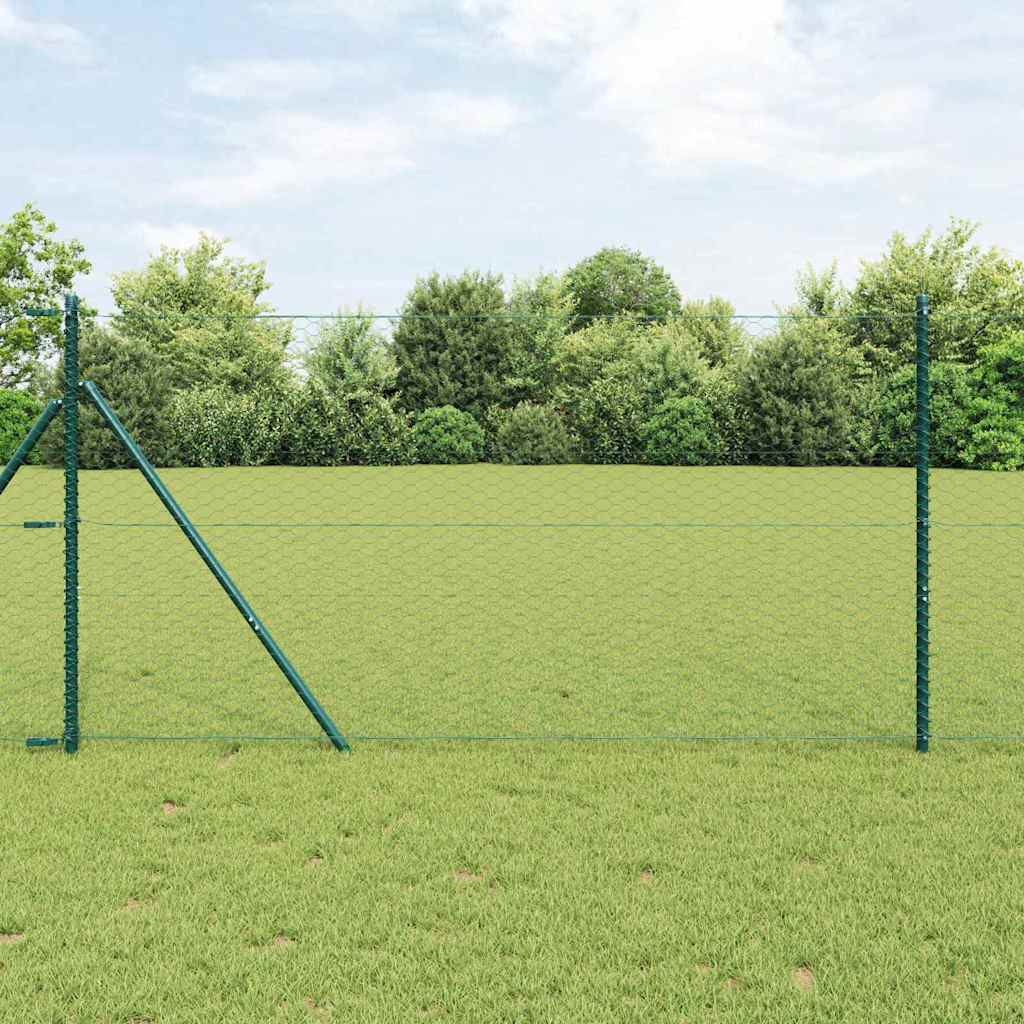 vidaXL Fijación de suelo hexagonal para valla 100 x 1,4 m Verde Malla