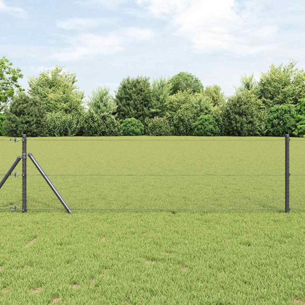 vidaXL Fijación de suelo hexagonal para valla 10 x 0,6 m Gris Malla