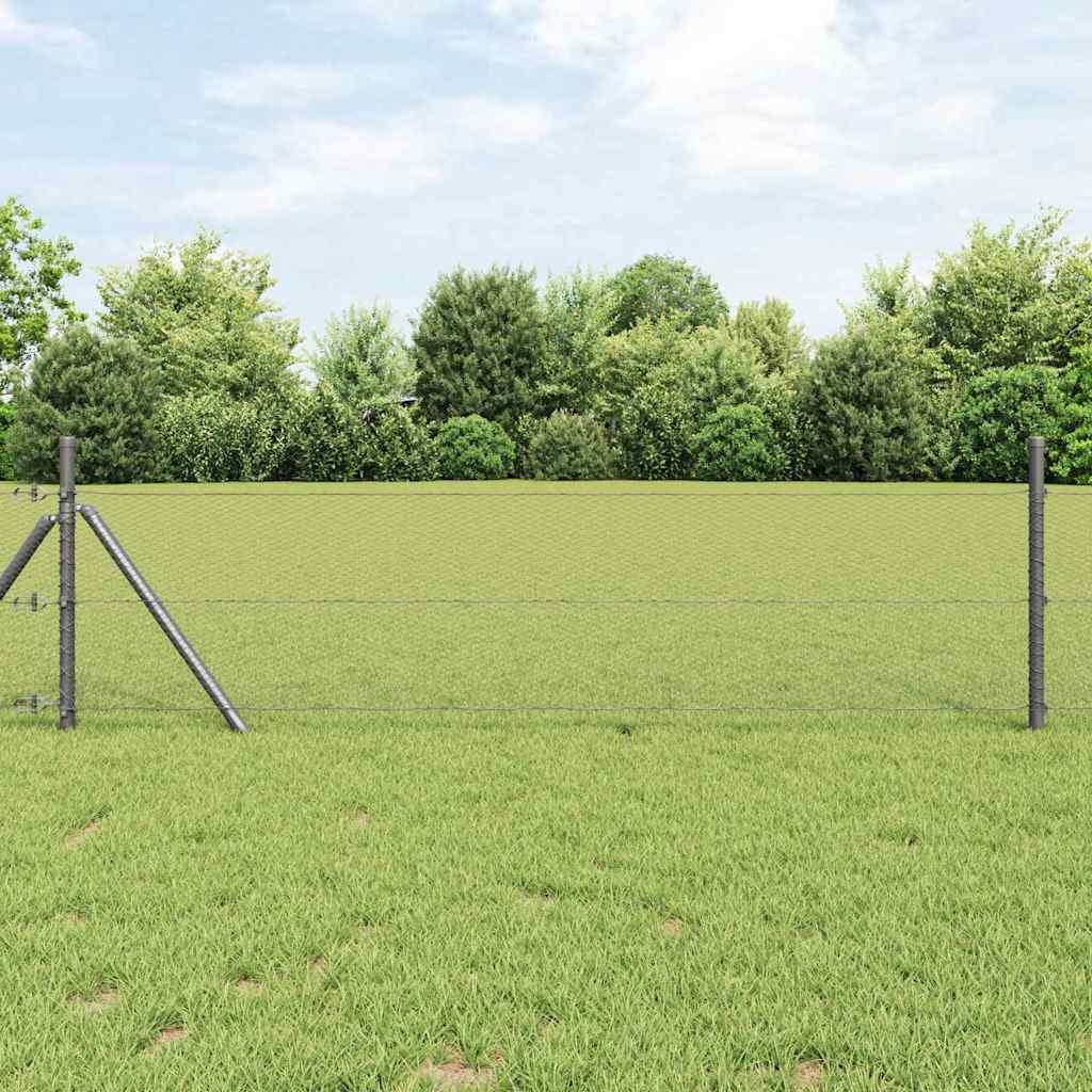 vidaXL Fijación de suelo hexagonal para valla 25 x 0,5 m Gris Malla