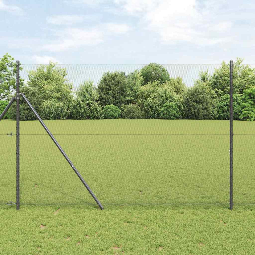 vidaXL Fijación de suelo hexagonal para valla 25 x 1,6 m Gris Malla