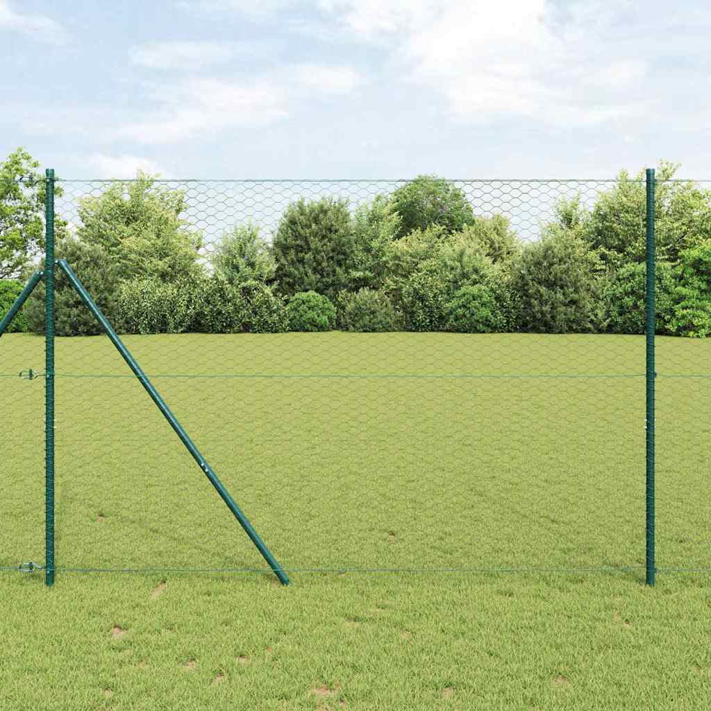 vidaXL Fijación de suelo hexagonal para valla 50 x 1,6 m Gris Malla