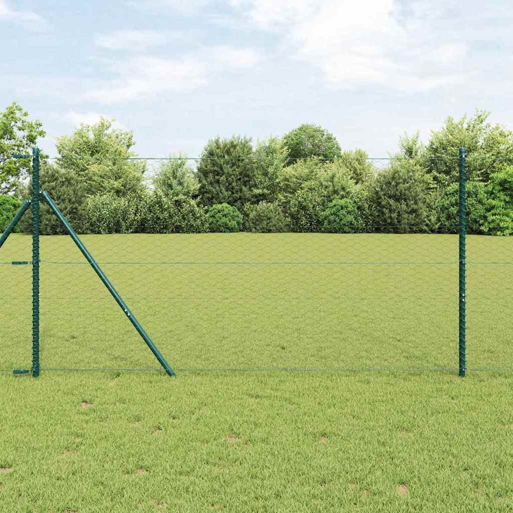 vidaXL Fijación de suelo hexagonal para valla 100 x 1,4 m Gris Malla