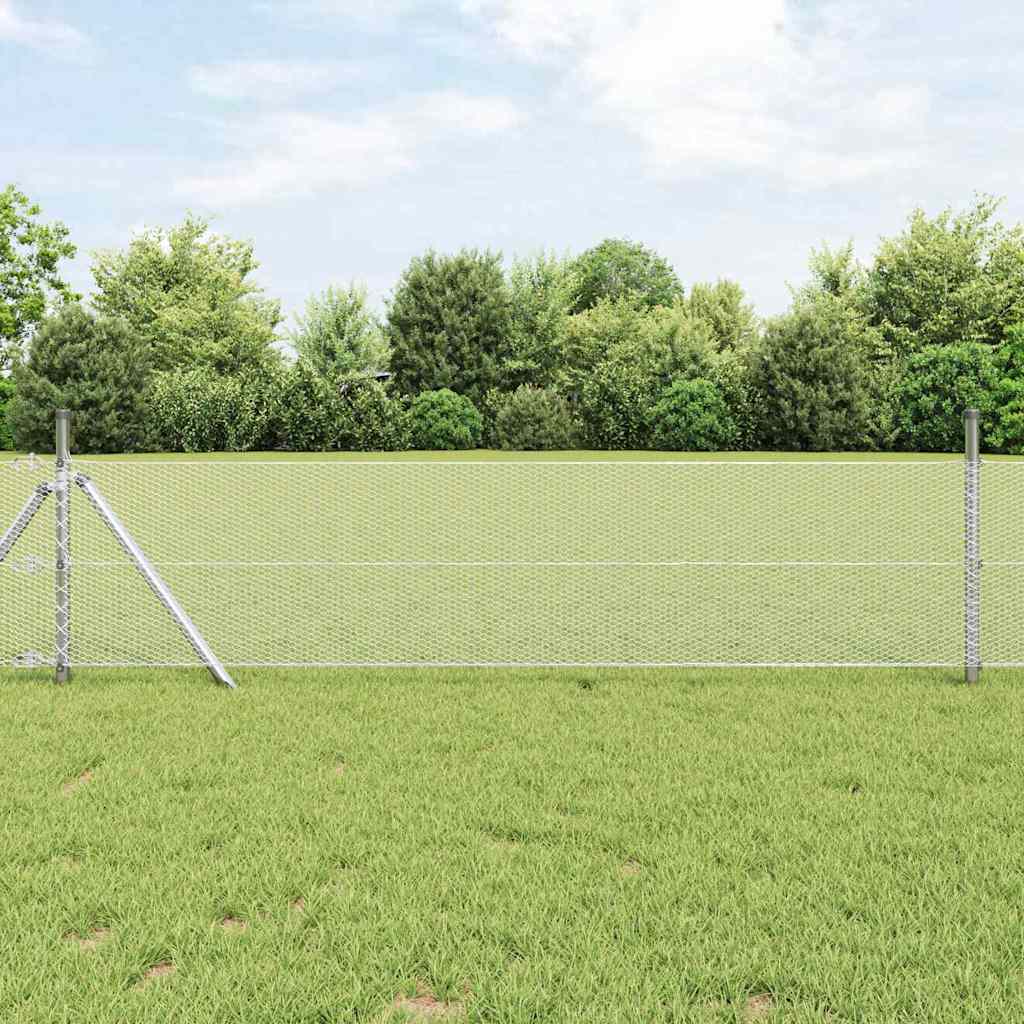 vidaXL Fijación de suelo hexagonal para valla 10 x 0,8 m Plateado