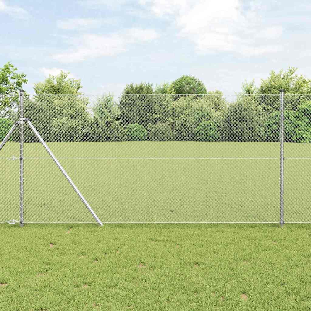 vidaXL Fijación de suelo hexagonal para valla 10 x 1,4 m Plateado