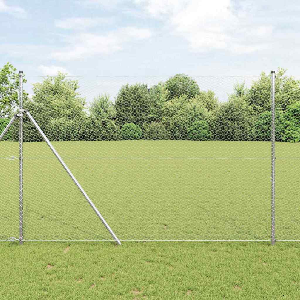 vidaXL Fijación de suelo hexagonal para valla 10 x 1,5 m Plateado