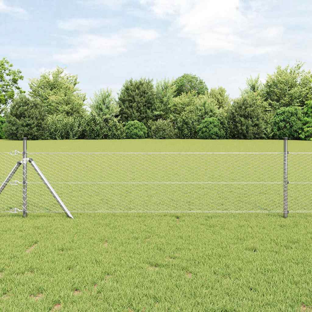vidaXL Fijación de suelo hexagonal para valla 50 x 0,8 m Plateado