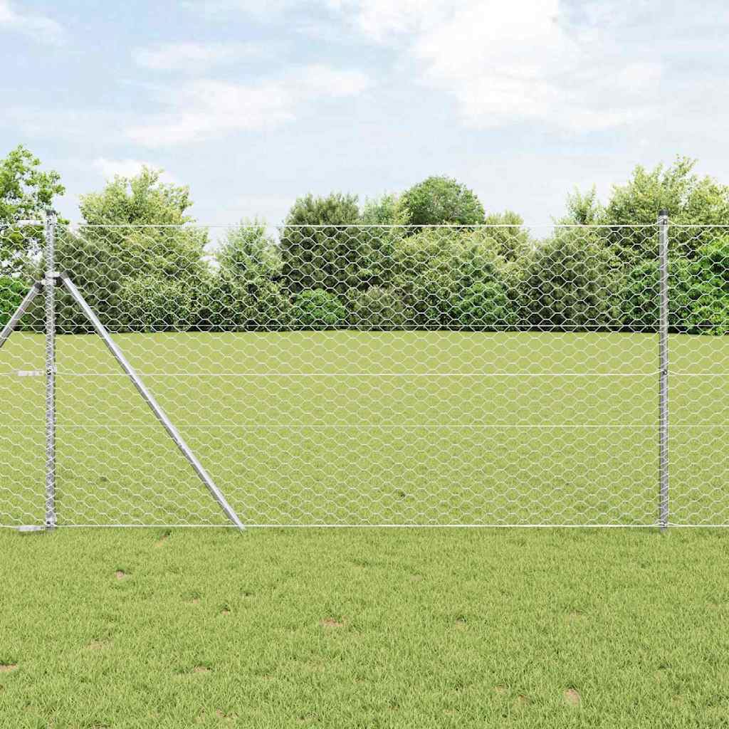 vidaXL Fijación de suelo hexagonal para valla 50 x 1,4 m Plateado