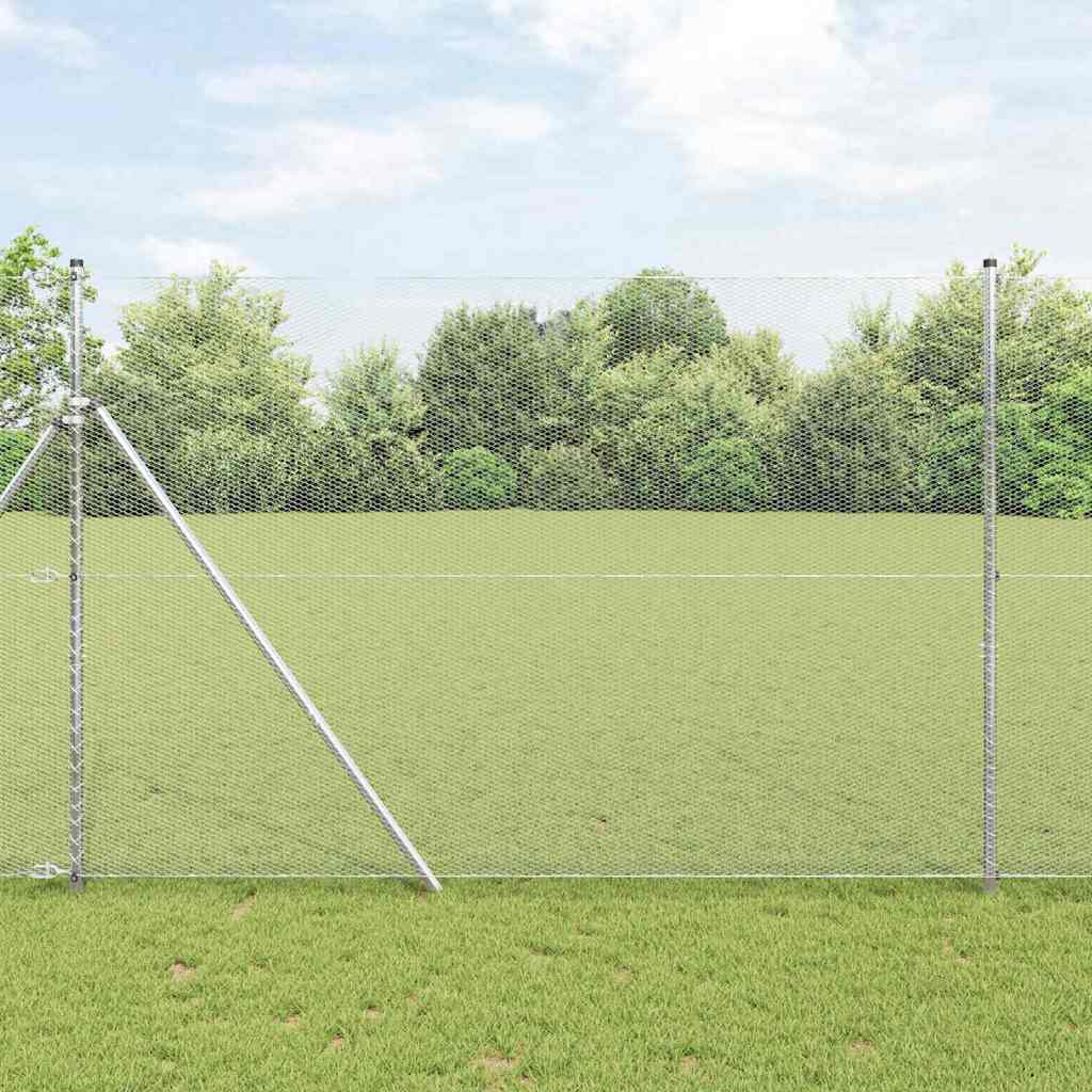 vidaXL Fijación de suelo hexagonal para valla 50 x 1,6 m Plateado