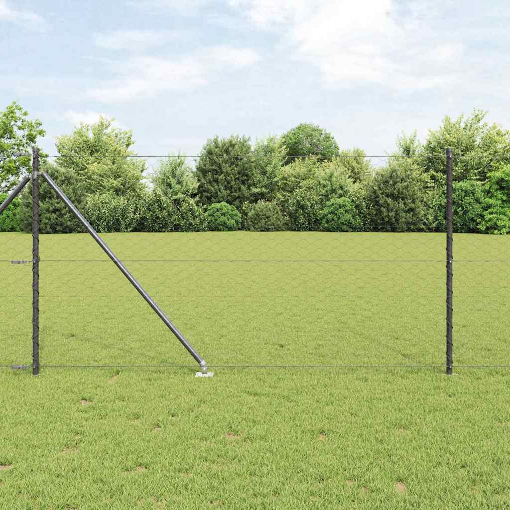 vidaXL Valla hexagonal con poste 25 x 1 m Acero recubierto de PVC Gris