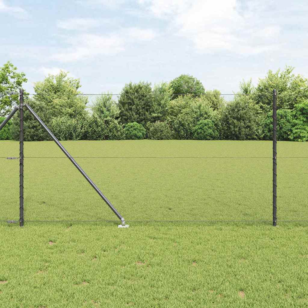 vidaXL Valla hexagonal con poste 50 x 1 m Acero recubierto de PVC Gris