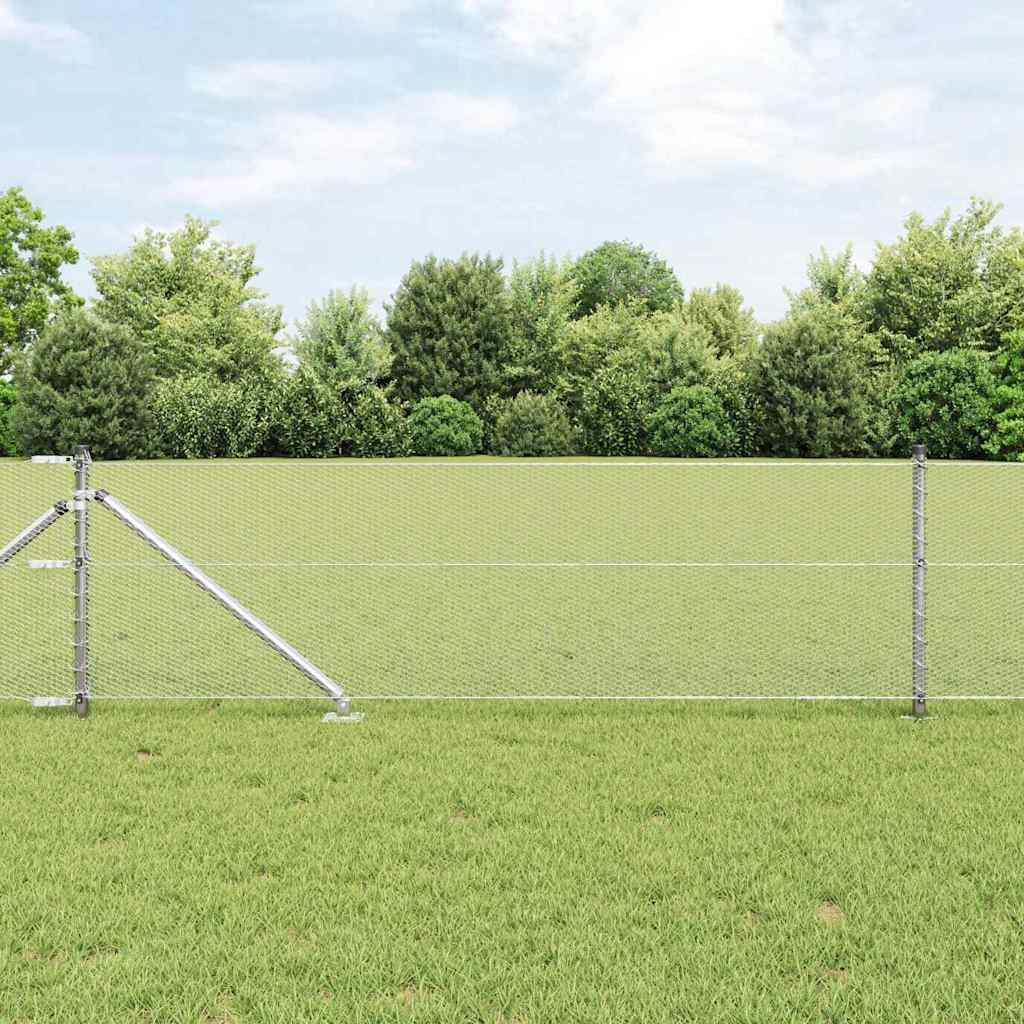 vidaXL Valla hexagonal con poste 25 x 0,6 m Acero Galvanizado Plateado