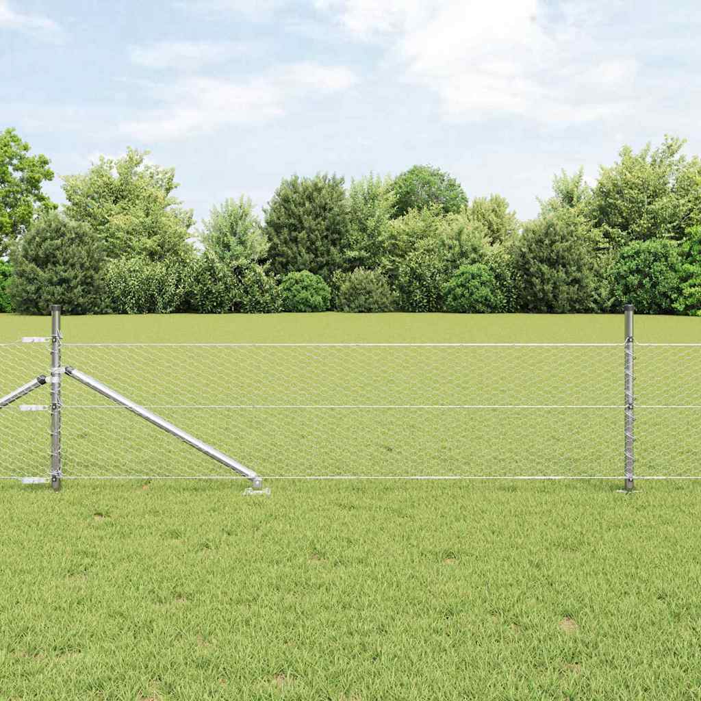 vidaXL Valla hexagonal con poste 25 x 0,8 m Acero Galvanizado Plateado