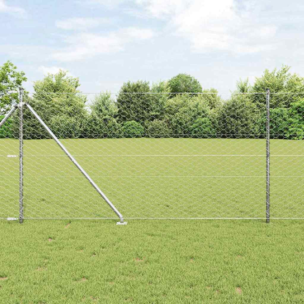 vidaXL Valla hexagonal con poste 25 x 1,4 m Acero Galvanizado Plateado
