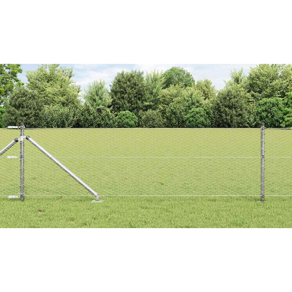 vidaXL Valla hexagonal con poste 100 x 0,6 m Acero Galvanizado Malla