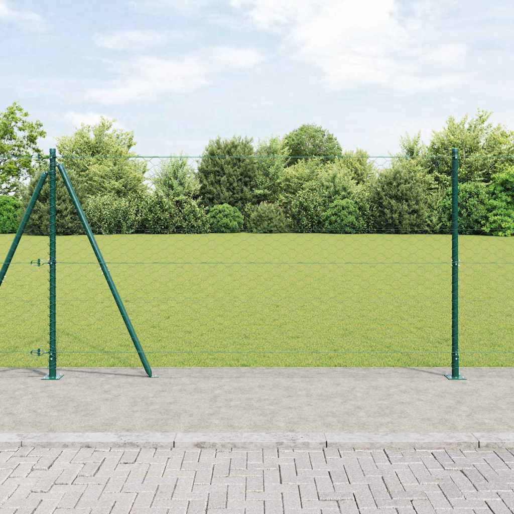 vidaXL Valla hexagonal con base de concreto 10 x 1,2 m Verde Malla