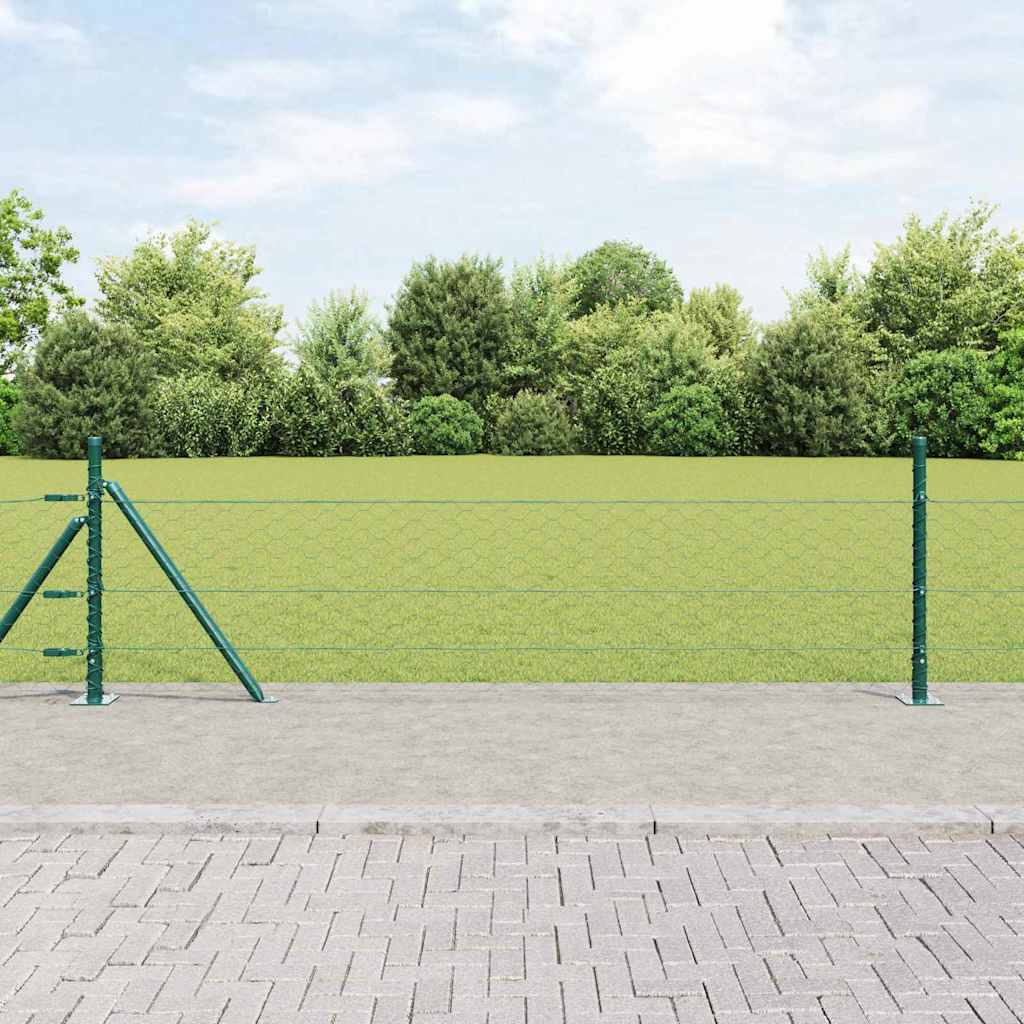 vidaXL Valla hexagonal con base de concreto 25 x 0,4 m Verde Malla