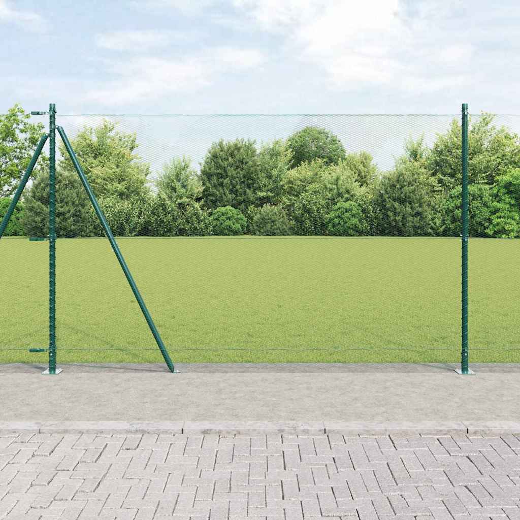 vidaXL Valla hexagonal con base de concreto 25 x 1,5 m Verde Malla