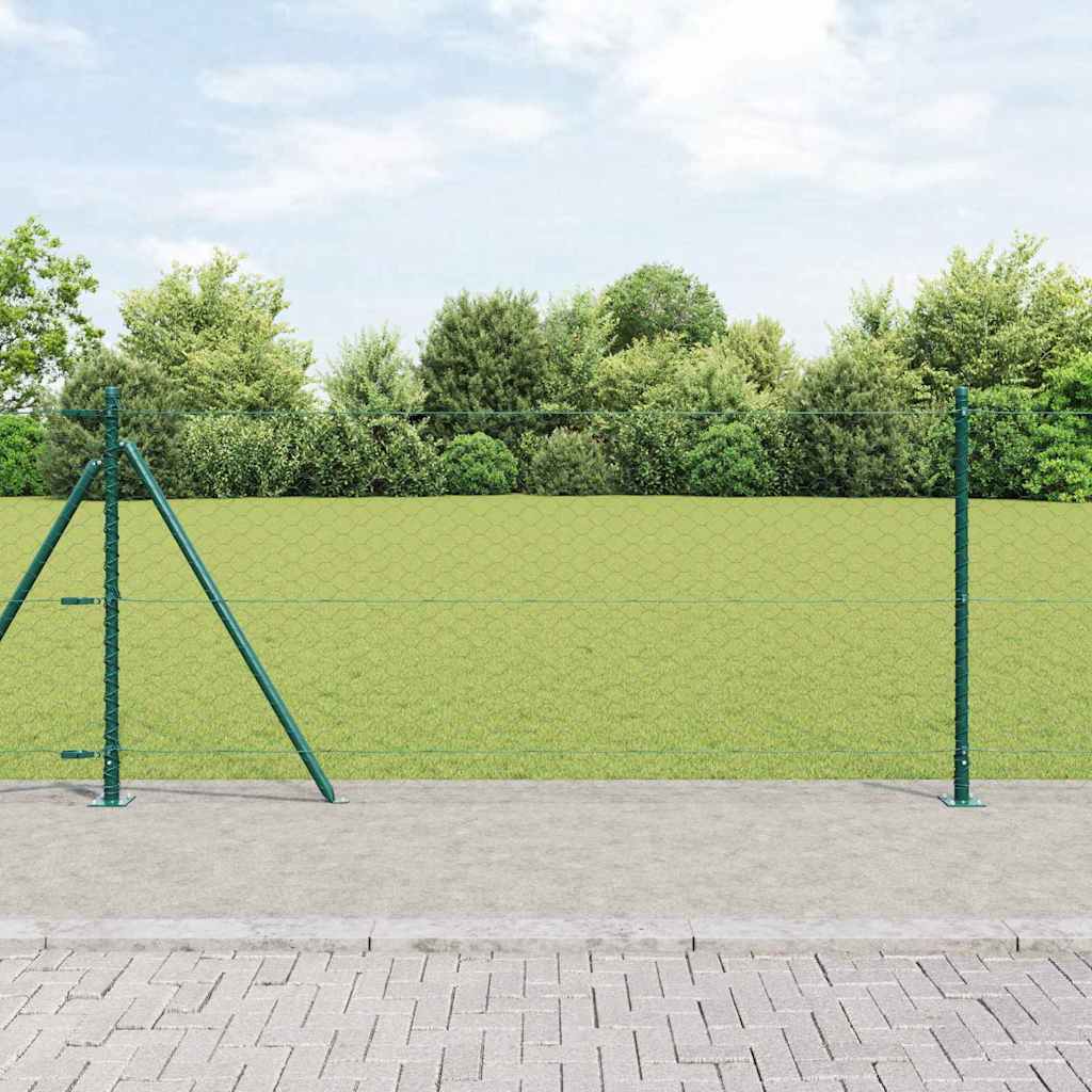 vidaXL Valla hexagonal con base de concreto 100 x 1 m Verde Malla