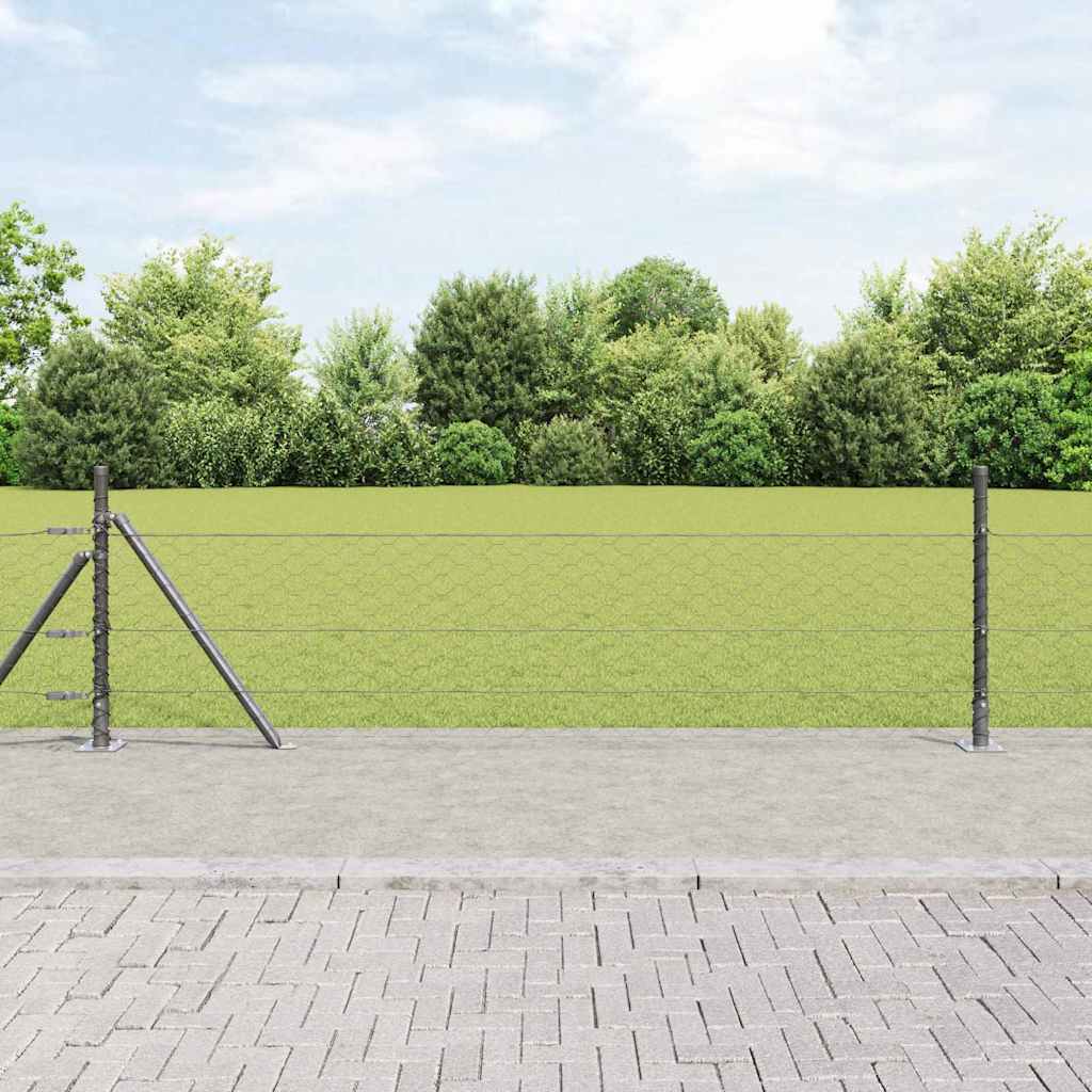 vidaXL Valla hexagonal con base de concreto 10 x 0,5 m Gris Malla