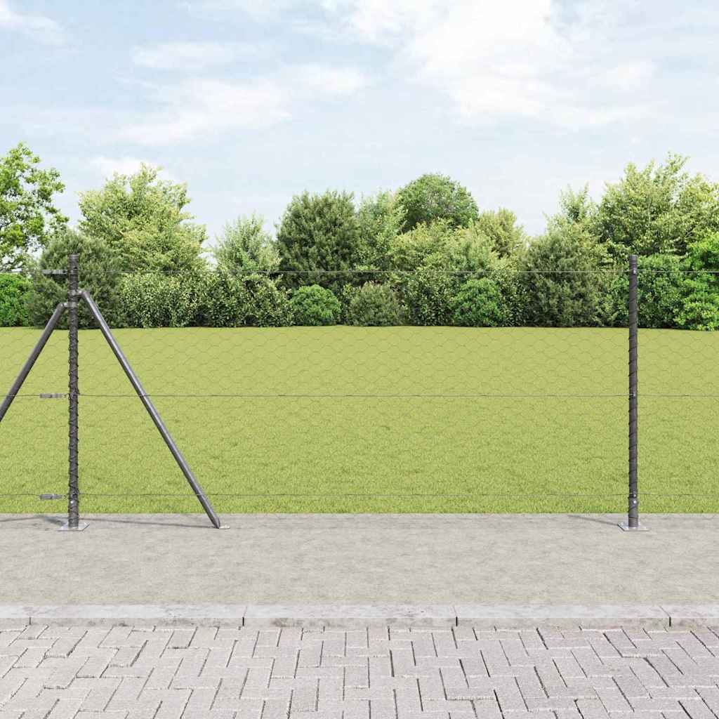 vidaXL Valla hexagonal con base de concreto 25 x 0,8 m Gris Malla